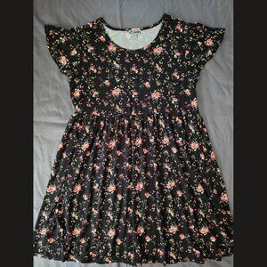 Floral Print Fluttersleeve Babydoll Dress Large J for Justify